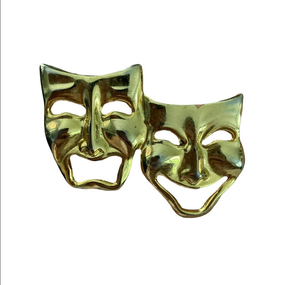 Vintage 80’s Theatre Brooch Pin Gold